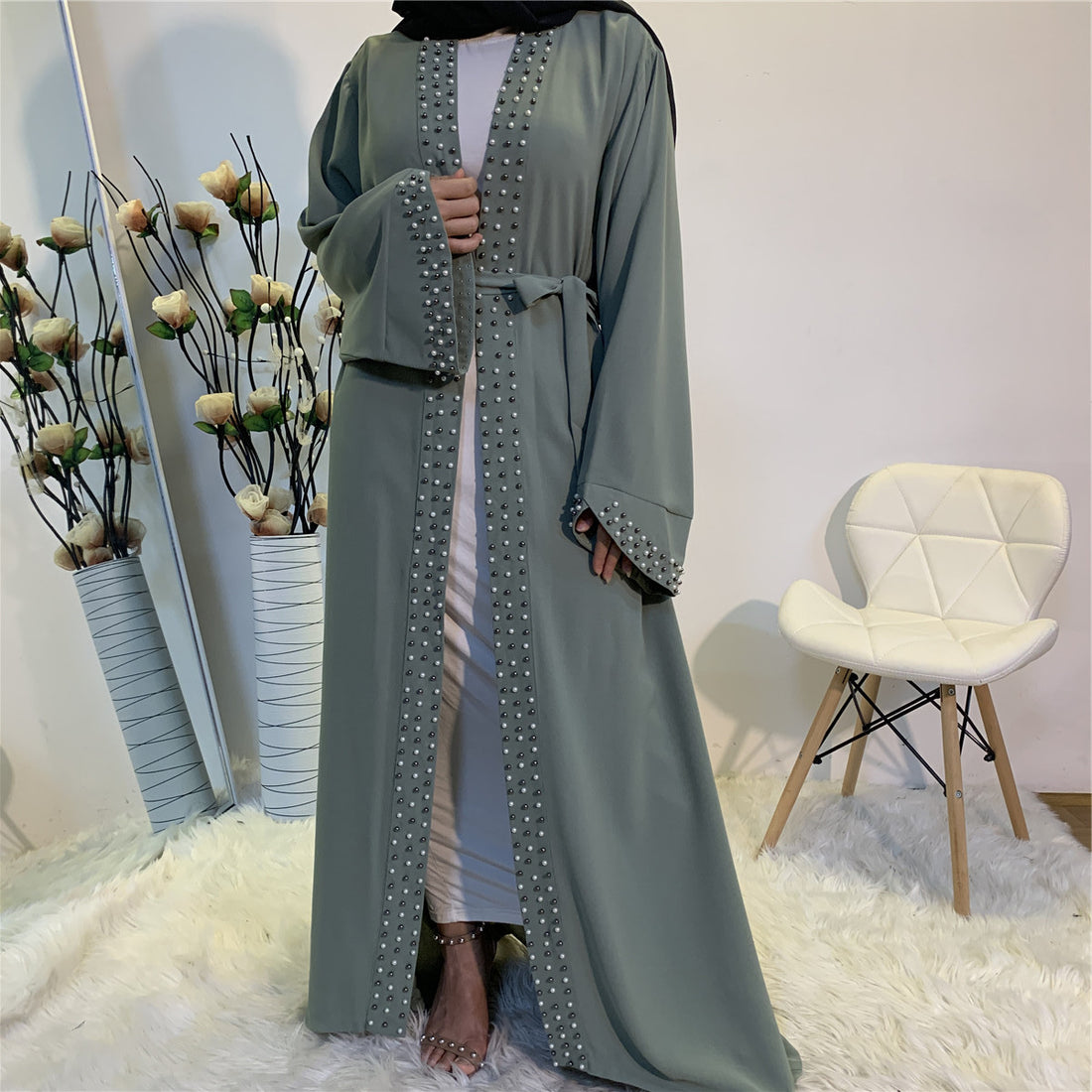Embellished Open Abaya