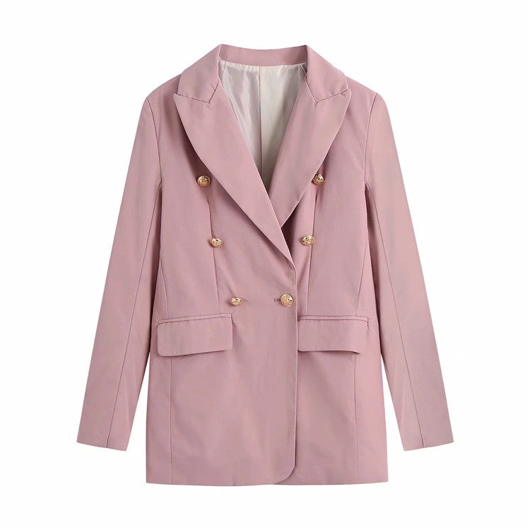 Soft Color Six Gold Button Blazer