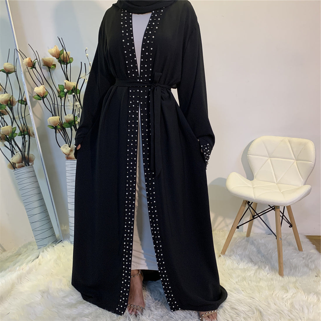Embellished Open Abaya