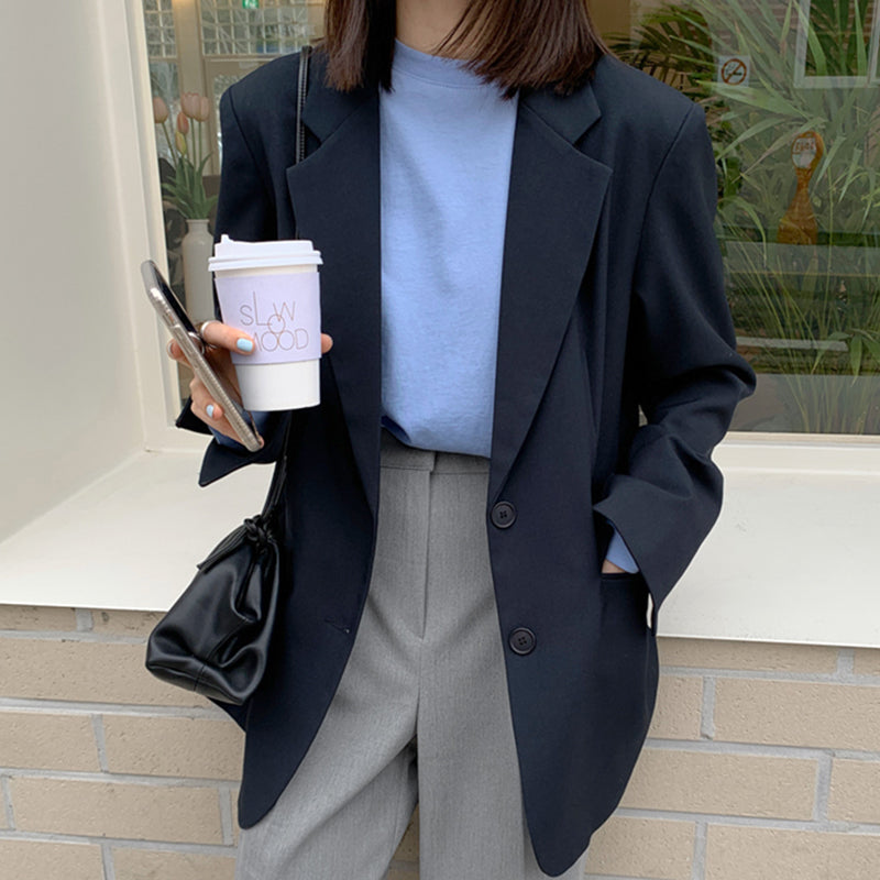Minimalist Two Button Relaxed Blazer